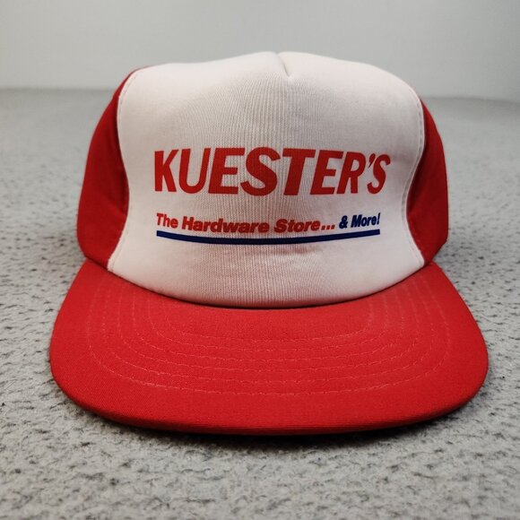 Vintage Snapback Hat Cap Kuester's Hardware Store Foam Trucker Red White 80s 90s - Picture 1 of 10